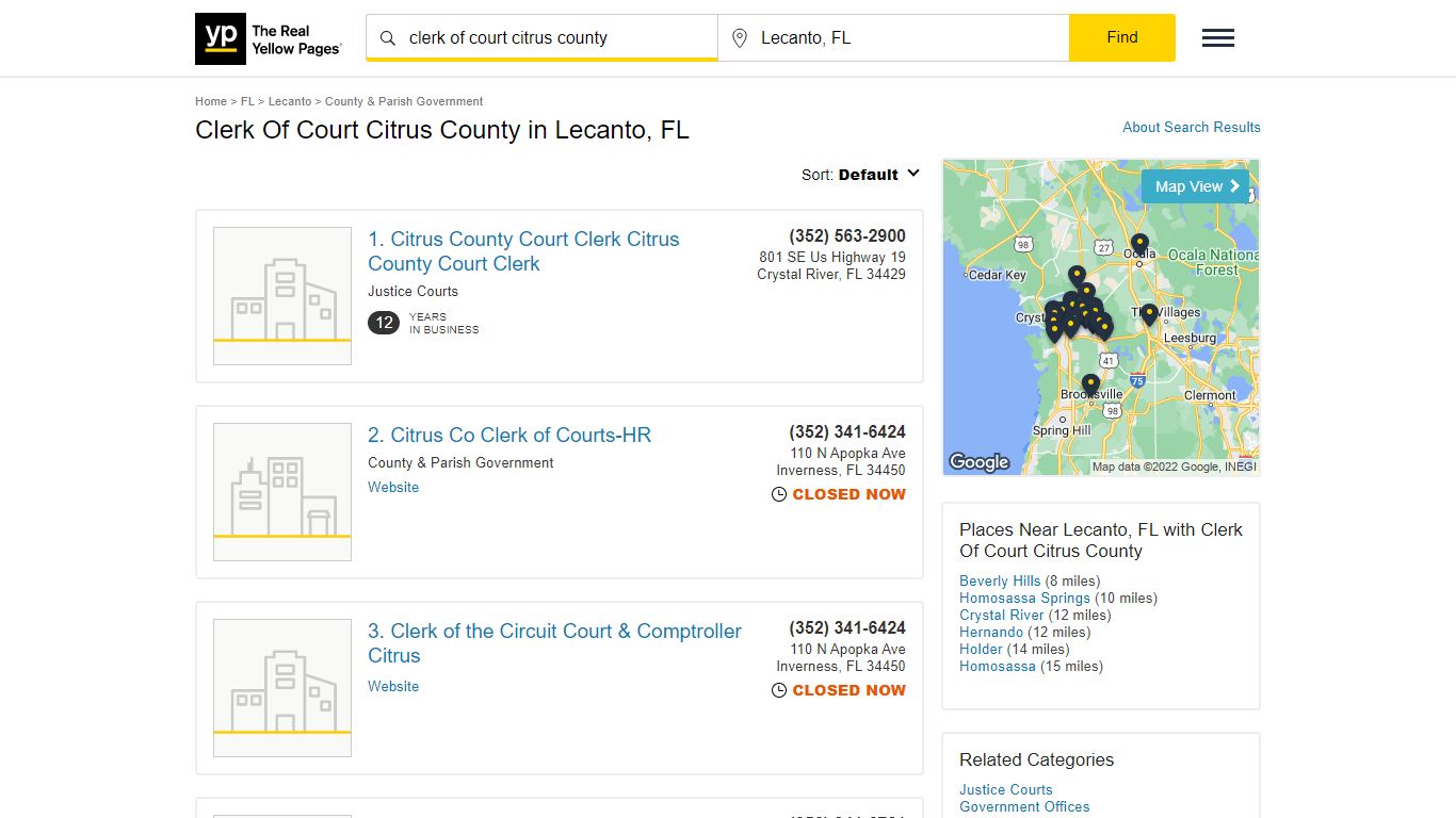 Clerk Of Court Citrus County in Lecanto, FL - yellowpages.com