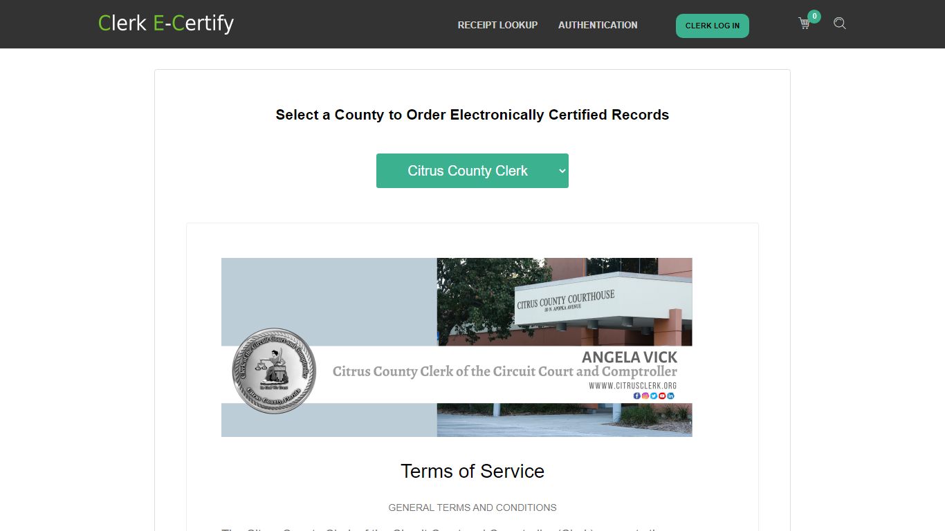 Clerk E-Certify: Order Official Records